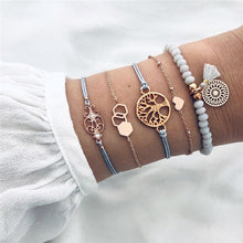 Load image into Gallery viewer, NEWBUY 6Pcs/Set Natural Beads Bracelet Boho Style Gold Heart Turtle Life Tree 8 Infinity Charm Bracelets For Women Girl